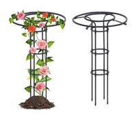 WENNEWU Traliccio Verticale in Metallo per Giardino, Supporto per Piante Rampicanti Forma Ombrello, Gabbia Antiruggine per Supporto Fiori, Supporto Rampicante, per Viti Pomodori Piselli,Nero,120CM