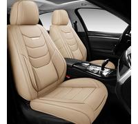 WENNFOUR Set completo di coprisedili per auto, universali, anteriori e posteriori, adatti per auto a 5 posti, impermeabili, traspiranti, in nappa, per la maggior parte dei veicoli, SUV, pick-up, beige