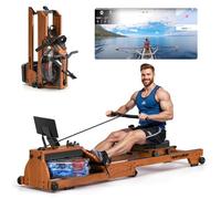 Wenoker Vogatore acqua per la casa in legno massello, vogatore pieghevole con display Bluetooth, struttura in legno di alta qualità, doppia slide, portata massima 150 kg