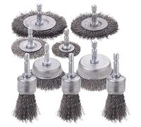 WENORA 9 spazzole metalliche per trapano, spazzola per crimpatura in acciaio al carbonio grosso, gambo esagonale da 1/4 di pollice, punta per trapano per pulire ruggine, spogliatura e abrasione