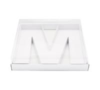 WENPACK Scatola in Cartone a Forma di Lettera Riempibile da 30,5 cm con Coperchio Trasparente per Dolci, Salumi e Snack (M)