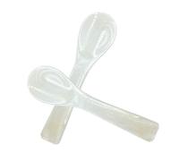 Wenplus 2 cucchiaini da caviale da 3,55 pollici, realizzati a mano, madreperla, cucchiaio da caviale W, manico rotondo con una scatola di plastica - bianco