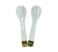 Wenplus - Cucchiai da caviale in madreperla, 10 cm, manico rotondo con una scatola di plastica, colore: bianco, stile B