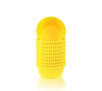 WENRENMK 100 Pezzi Pirottini Carta per Muffin Cupcake, 7 cm x 5 cm x 3,2 cm - Pirottini per Muffin per Feste di Compleanno, Matrimoni, Feste (Giallo)