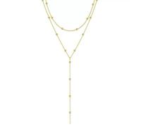 WENRENMK Collana da donna a forma di Y in oro - Collana lunga da donna placcata in oro 14 carati - collana di perle multistrato a forma di stella a Y - collana dorata da donna