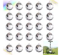WENRERO 24 Pezzi Sfera Arcobaleno Cristallo 20MM Prisma Sfera di Cristallo Chiaro Sfera di Cristallo Trasparente Tagliata per Finestre Giardini Uffici Automobili Decorazioni per la Casa e Fai da Te