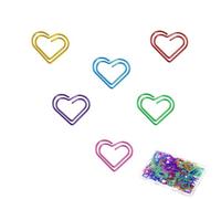 Wenrescry 100 Graffette a Forma di Cuore - 6 Colori - Graffette Decorative in Metallo per Ufficio, Scuola, Fai da Te e Documenti - Accessorio Originale in Scatola Trasparente