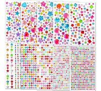 Wenrescry 2150 pietre glitterate autoadesive multicolore per fai da te, adesivi glitter per bambini, fai da te, varie forme, decorazioni per viso e unghie