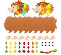 wenrescry 8 set riccio feltro per lavoretti,decorazione autunnale, set fai da te per fai da te con riccio e foglie autunnali, Ottimo per decorazioni e feste autunnali