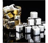 Wenrescry 8 yuan Cubetti di ghiaccio in acciaio inox 304, riutilizzabili, con pinza per ghiaccio in silicone, riutilizzabili, per bevande, cocktail e molto altro ancora