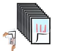 wenrescry Cornici magnetiche autoadesive A4 - Set di 8 (4 nere e 4 argento), display impermeabile, PVC trasparente, documenti magnetici, copertine per foto e poster, adatte per pareti, finestre