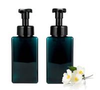 Wenrescry Dispenser Sapone Mousse 450ml | Dispenser Sapone Bagno | Dispenser Doccia | Set 2 Flaconi Quadrati Blu Pavone per Sapone, Shampoo, Gel Doccia, Detergente Viso e Cucina