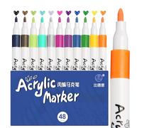 Wenrescry Pennarelli Acrilici Punta Fine - Set da 48 Colori per Dipingere Sassi e Progetti Artistici, Acrylic Paint Marker a Base d'Acqua