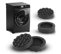 Wenrescry Piedini Antivibrazione Lavatrice - 4 Pezzi Tappetini Antiscivolo Ø13cm in Silicone Nero - Cuscinetti Ammortizzatori Universali per Lavatrice, Asciugatrice, Frigorifero, Mobili