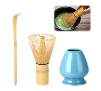 Wenrescry Set Accessori Cerimonia Tè Matcha - Fouet Bambù, Cucchiaio Tradizionale, Portafrusta - L'Insieme Perfetto per Preparare Tè Matcha