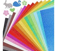 Wenrescry Set di 40 fogli di carta glitterata A4 - carta glitterata colorata per fai da te e creare, 20 colori, 250 g/m² per scrapbooking, biglietti di auguri e progetti fai da te