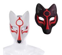 Wenrou 2 maschere per Halloween, maschere decorative per feste, maschere per costume da maschera, maschera da volpe, maschere giapponesi Kabuki, per carnevale, Halloween, cosplay, feste