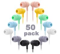 Wensdo - Confezione da 50 auricolari per aule e bambini, resistenti all'ingrosso, perfetti per scuole K12, ragazzi, asili e bambini (misti)