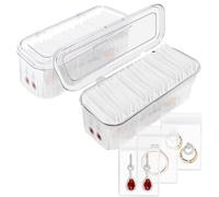 Wensdr 2 confezioni di portagioie in acrilico con 100 sacchetti portatili in PVC anti ossidazione con cerniera con coperchio ribaltabile, organizer per gioielli, orecchini, anelli, collane, gioielli