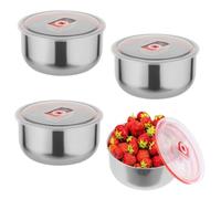 Wensdr Confezione da 4 scatole per la lievitazione dell'impasto della pizza con coperchi, 16,5 x 16,5 x 8,9 cm, in acciaio inox, con coperchio, per pizza e pane, 1,3 l