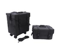 Wensiy Valigetta cosmetica Trolley 2 in 1, beauty case, beauty case, tessuto Oxford, trucco professionale con cassetti, trolley da viaggio per parrucchieri, truccatori e manicure, Nero , /
