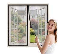 WENT Zanzariera Magnetica per Finestre 100x145 cm - Zanzariere Magnetiche per Porte Finestre Scorrevole, Chiusura Automatica, con Nastro Adesivo, Installazione Rapida senza Attrezzi, Nero