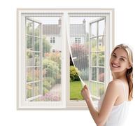 WENT Zanzariera Magnetica per Finestre 105x140 cm - Zanzariere Magnetiche per Porte Finestre Scorrevole, Chiusura Automatica, con Nastro Adesivo, Installazione Rapida senza Attrezzi, Bianco