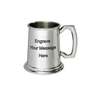 Wentworth Pewter Boccale en peltro da mezza pinta, avec détail à droite, boccale da birra, incisione personalizzata gratuita, regalo per matrimonio, compleanno, pensionamento, trofeo sportivo, papaà