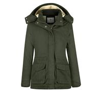 WenVen Donna Giacca Invernale Calda Giacca Antivento Impermeabile Parka Elegante Classico Cappotto con Cappuccio Verde Militare M