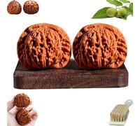 Wenwan Walnuts, Chinese Walnut Fidget for Hand Massage & Stress Relief, Natural Solid Wood Hand Exercise Balls, Traditional Health Care Gift for Elderly & Meditation (A-Original Color, 42-43mm)