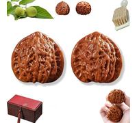 Wenwan Walnuts, Chinese Walnuts Fidget Stress Relief Hand Exercise Balls, Traditional Chinese Walnut Toys,Natural Wenwan Walnut Handball for Elderly Gift (B-Style, 41-42mm)
