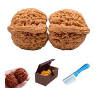Wenwan Walnuts for Hand Massage and Stress Relief - Natural Solid Wood Fidget Balls for Elderly Hand Exercise, Focus and Meditation Therapy (C, 39-40mm)