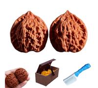 Wenwan Walnuts for Hand Massage and Stress Relief - Natural Solid Wood Fidget Balls for Elderly Hand Exercise, Focus and Meditation Therapy (D, 35-36mm)