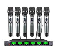 WENWEN Sistema di microfoni senza fili 6 microfoni a canale Pro UHF 6 Microfono portatile Karaoke DJ Mic Sistema karaoke 6 Microfono in metallo intero Sistema karaoke Parlare Chiesa Conferenza Festa