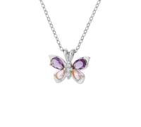 wenwendianzi Collane con zirconi viola e cristalli in acciaio inossidabile con farfalla (Gold-color)