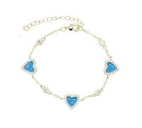 wenwendianzi Gioielli da donna con bracciale a maglie a forma di cuore in smalto color oro (Blue)