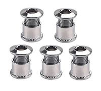 Wenxiaw Bulloni per Corone in Lega di Alluminio Bulloni e Dadi per Accessori per Biciclette Bulloni per Corona Singola per Bici da Corsa MTB e Bici da Strada Guarnitura M8, Argento, 5 Set