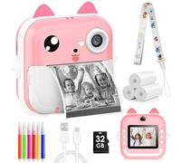 WenYa Fotocamera per bambini, stampa istantanea, 6,1 cm, 1080p, HD, fotocamera digitale istantanea per bambini, con carta da stampa e scheda da 32 GB, per ragazzi e ragazze dai 3 ai 12 anni (rosa)
