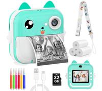 WenYa Fotocamera per bambini, stampa istantanea, fotocamera digitale istantanea per bambini, fotocamera digitale HD 1080P per bambini, con carta da stampa e scheda da 32 GB, per ragazzi e ragazze dai