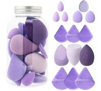 WenYa Set di 15 spugne per trucco, senza lattice, mini spugnette per dita e frullatori di bellezza multiforme, 1,5 volte espandibili in acqua per uso asciutto o bagnato (fondotinta, trucco occhi
