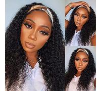 WENYAN Parrucca Con Cerchietto Capelli Umani Onda Profonda Parrucche 16 Pollici Per Donne Nere Senza Colla No Pizzo Frontale Onda Ricci Parrucca Brasiliana Capelli Vergini Des