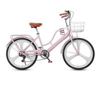 WENYAZIGUO Bicicletta da pendolare, Pneumatici for bicicletta ibrida da pendolare step-through a 7 velocità da donna, multicolore, 22-26 pollici(Pink,24inch)