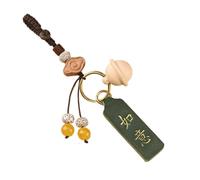 WENYAZIGUO Ciondolo a forma di auto, Ar Peach Wood Pendant Bell Car Keychain Multicolor(Green)