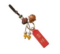 WENYAZIGUO Ciondolo a forma di auto, Ar Peach Wood Pendant Bell Car Keychain Multicolor(Red)