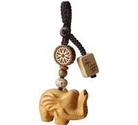 WENYAZIGUO Ciondolo a forma di auto, Car Peach Wood Elephant Keychain Pendant Multicolor 1.3x0.7x3.0in