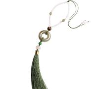 WENYAZIGUO Ciondolo a forma di auto, Peach Wood Car Key Pendant With Natural Jade Safety Buckle For Rearview Mirror Sapphire