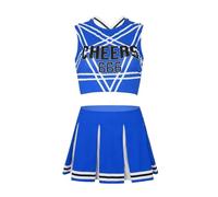 WENYAZIGUO Costume da cheerleader per ragazze, Set da cheerleader da donna 2 pezzi Mini gonna corta senza maniche Multicolor Taglie multiple(Blue,S)