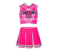 WENYAZIGUO Costume da cheerleader per ragazze, Set da cheerleader da donna 2 pezzi Mini gonna corta senza maniche Multicolor Taglie multiple(Pink,XL)