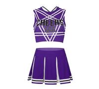 WENYAZIGUO Costume da cheerleader per ragazze, Set da cheerleader da donna 2 pezzi Mini gonna corta senza maniche Multicolor Taglie multiple(Purple,XXL)
