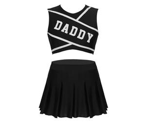 WENYAZIGUO Costume da cheerleader per ragazze, Set uniforme da cheerleader da donna multicolore S-XXL(Black,XXL)